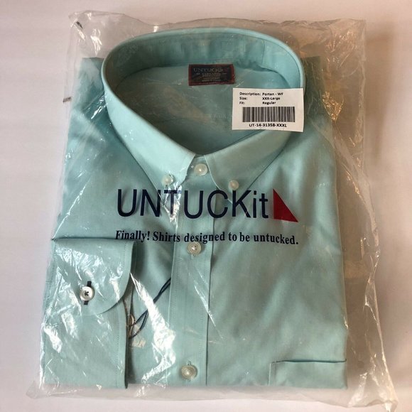 NEW UNTUCKit Portan Dress Shirt Light Green - Picture 2 of 4